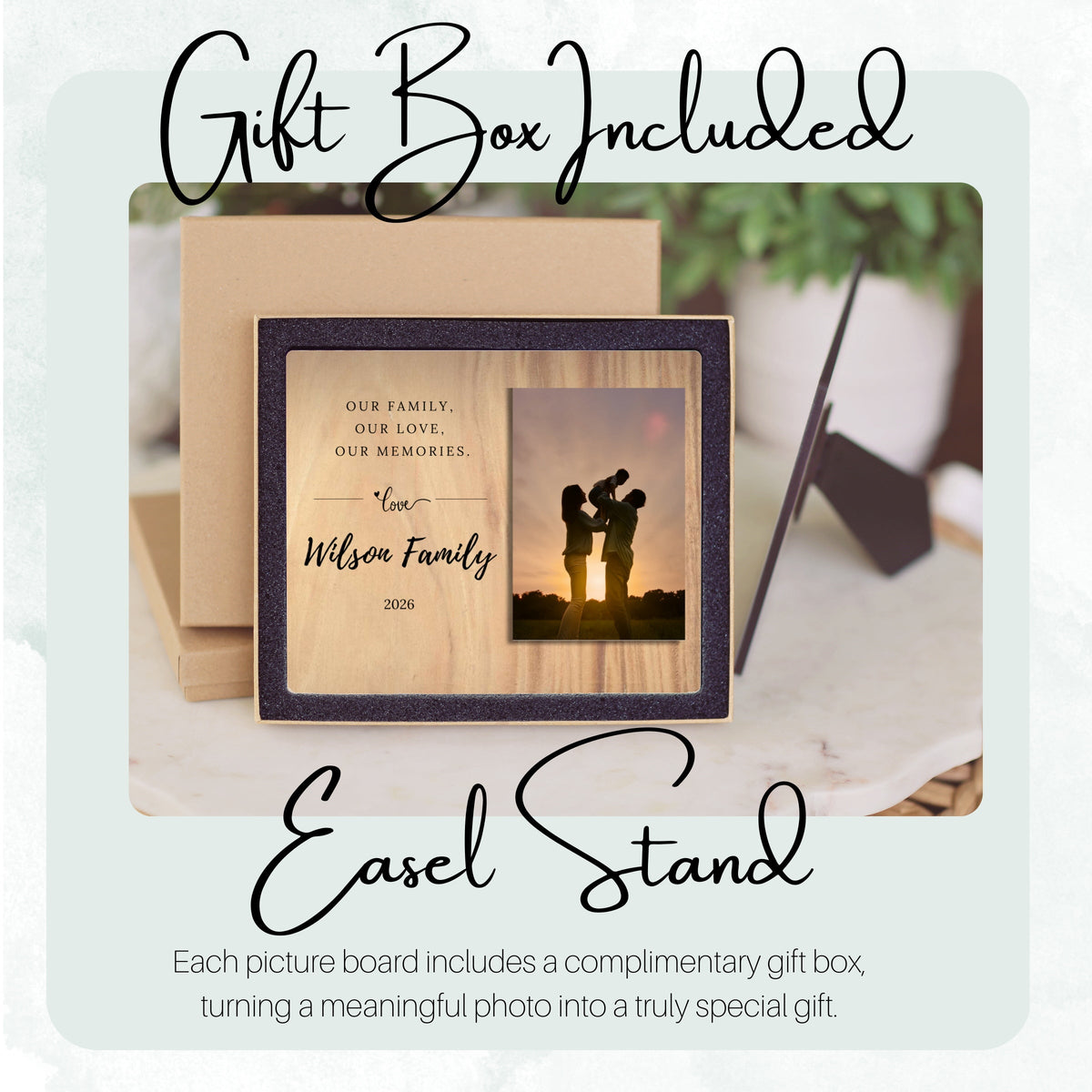Family Name Gift, Personalized Family Photo Board, Custom Family Picture Board, Memory Photo Board, Family Keepsake Personalized Photo Gift personalized photo board — image 5 of 13