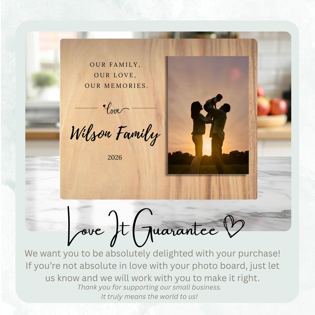 Family Name Gift, Personalized Family Photo Board, Custom Family Picture Board, Memory Photo Board, Family Keepsake Personalized Photo Gift personalized photo board — image 6 of 13