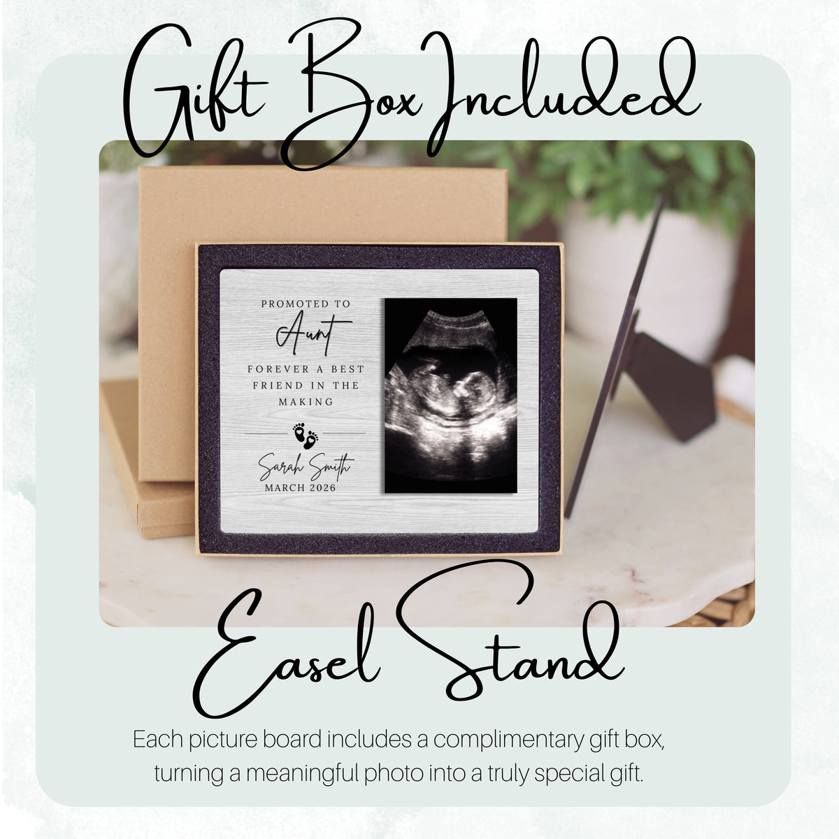 New Aunt Gift, Personalized Aunt Photo Board, Custom Aunt Picture Board, Baby Reveal Keepsake, New Baby Gift Personalized Photo Gift personalized photo board — image 5 of 13