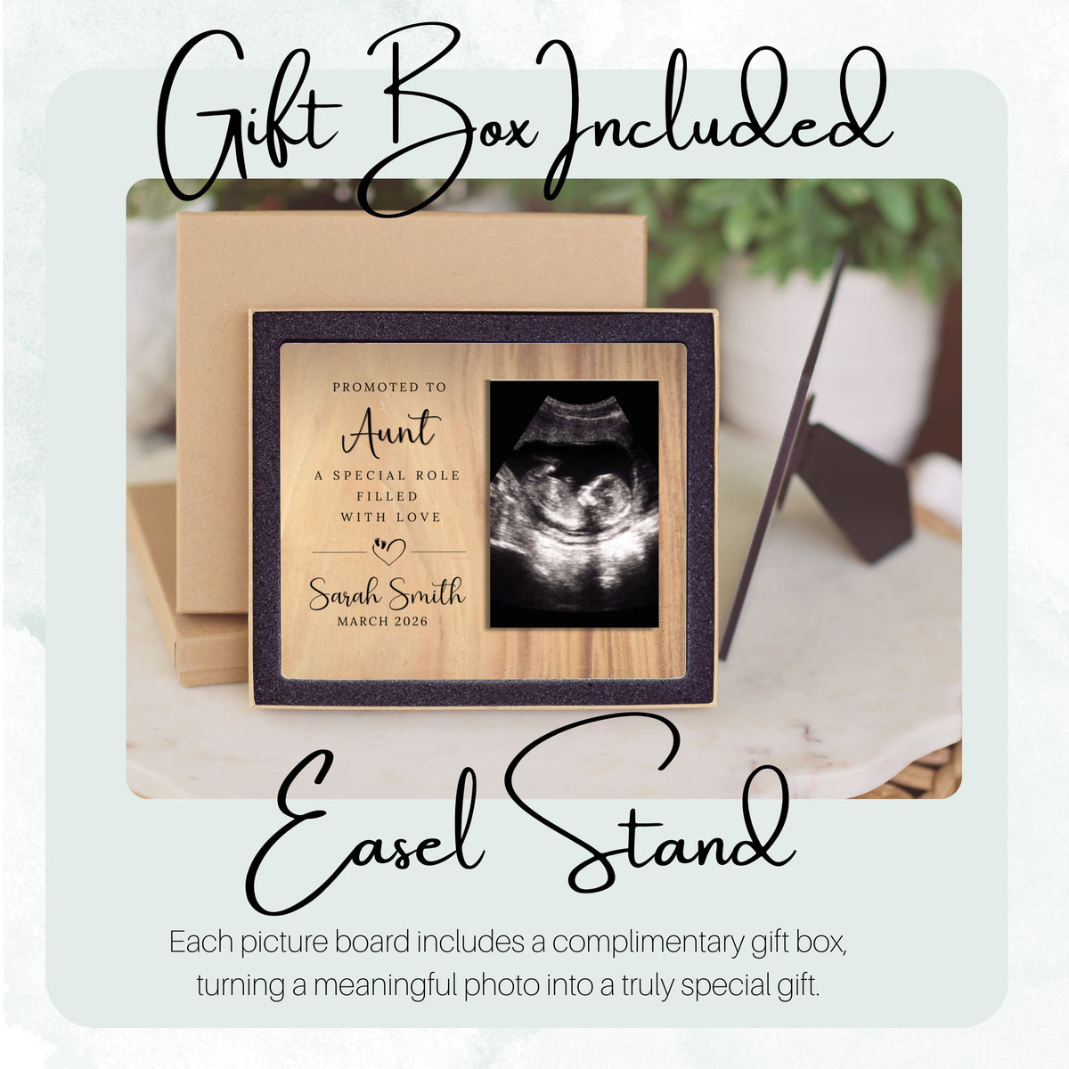 Promoted To Aunt, Personalized Aunt Photo Board, Custom Aunt Picture Board, Baby Reveal Keepsake, New Baby Gift Personalized Photo Gift personalized photo board — image 5 of 13