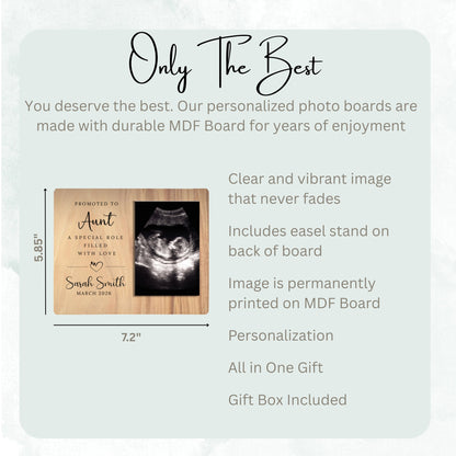 Promoted To Aunt, Personalized Aunt Photo Board, Custom Aunt Picture Board, Baby Reveal Keepsake, New Baby Gift Personalized Photo Gift personalized photo board — image 7 of 13