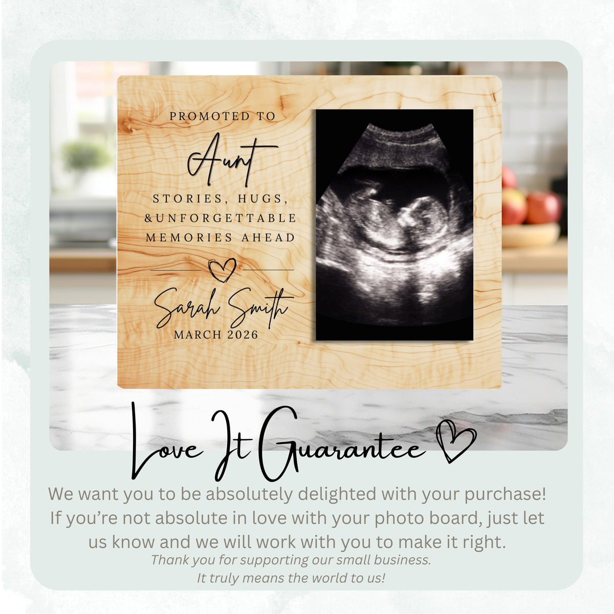 Baby Announcement, Personalized Aunt Photo Board, Custom Aunt Picture Board, Baby Reveal Keepsake, New Baby Gift Personalized Photo Gift personalized photo board — image 6 of 13