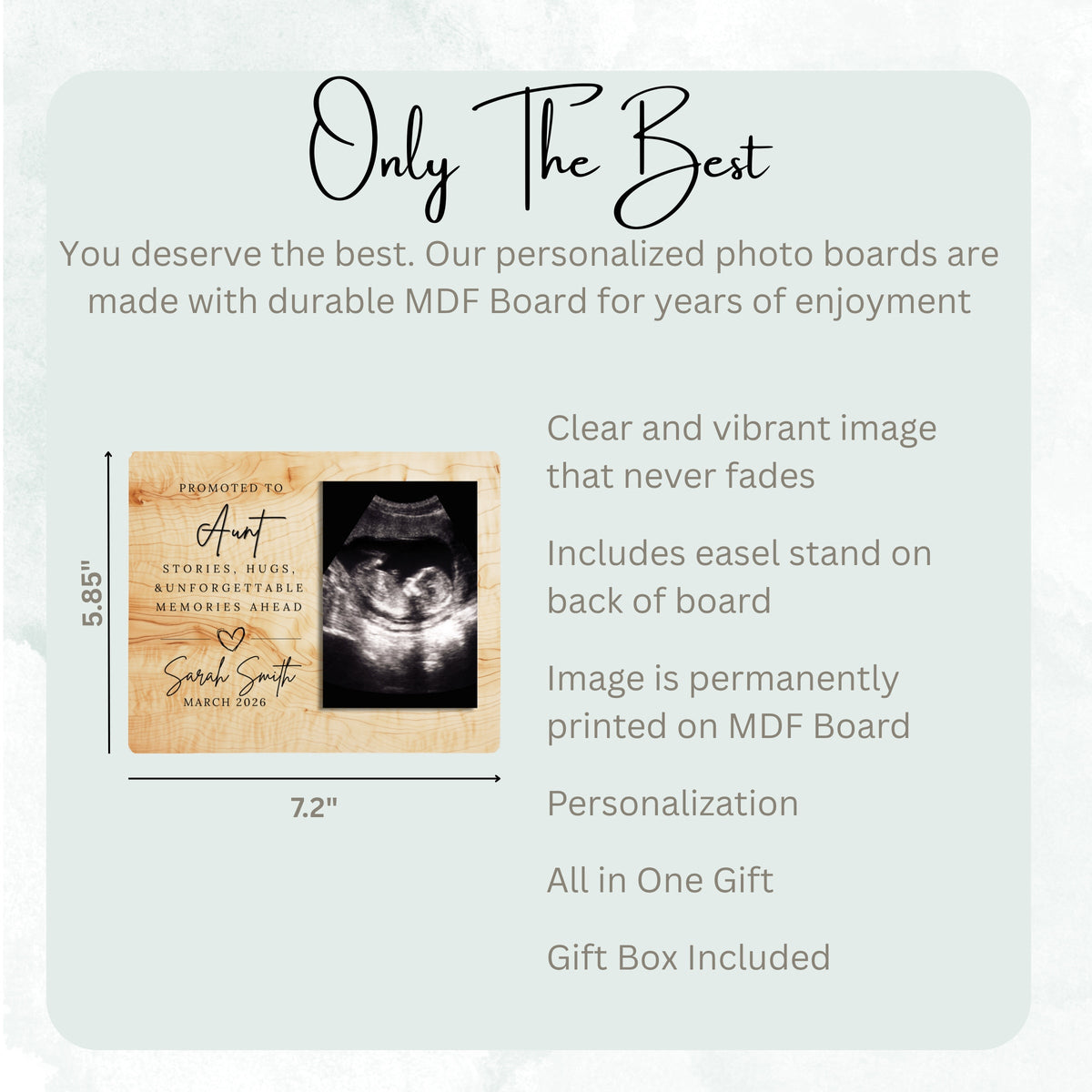 Baby Announcement, Personalized Aunt Photo Board, Custom Aunt Picture Board, Baby Reveal Keepsake, New Baby Gift Personalized Photo Gift personalized photo board — image 7 of 13