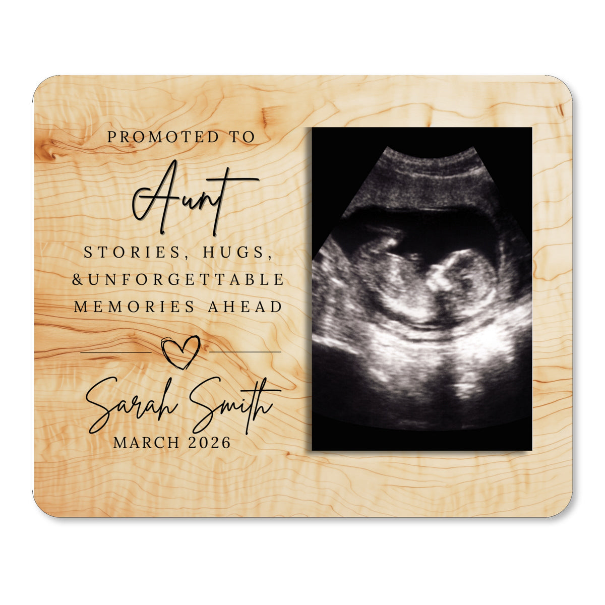 Baby Announcement, Personalized Aunt Photo Board, Custom Aunt Picture Board, Baby Reveal Keepsake, New Baby Gift Personalized Photo Gift personalized photo board — image 1 of 13