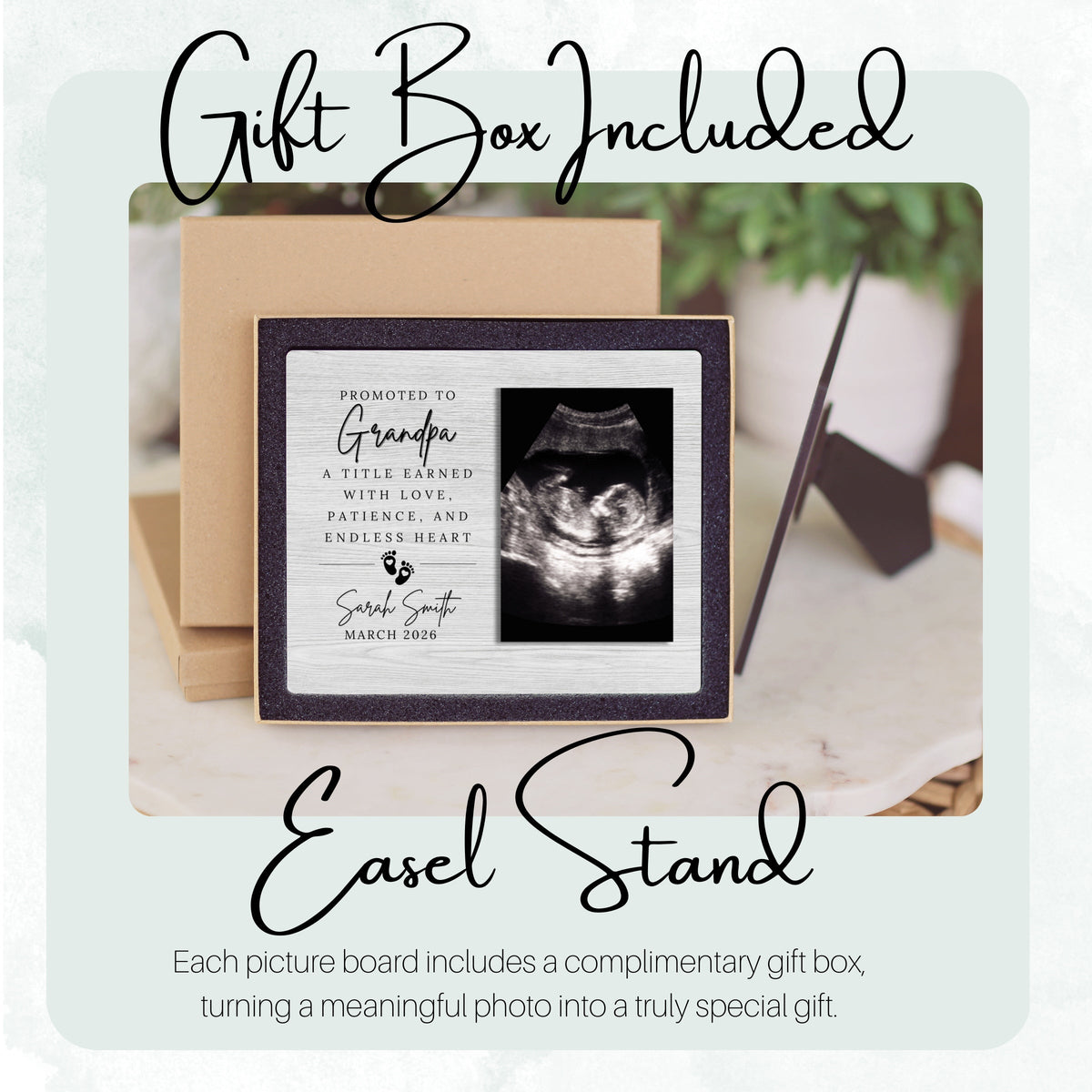 Gift For Grandpa, Personalized Grandpa Photo Board, Custom Grandpa Picture Board, Baby Reveal Keepsake, New Baby Gift Family Memory Board personalized photo board — image 5 of 13