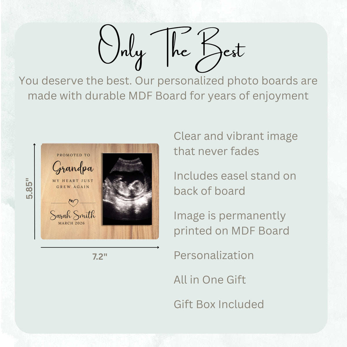 Baby Announcement, Personalized Grandpa Photo Board, Custom Grandpa Picture Board, Baby Reveal Keepsake, New Baby Gift Family Memory Board personalized photo board — image 7 of 13