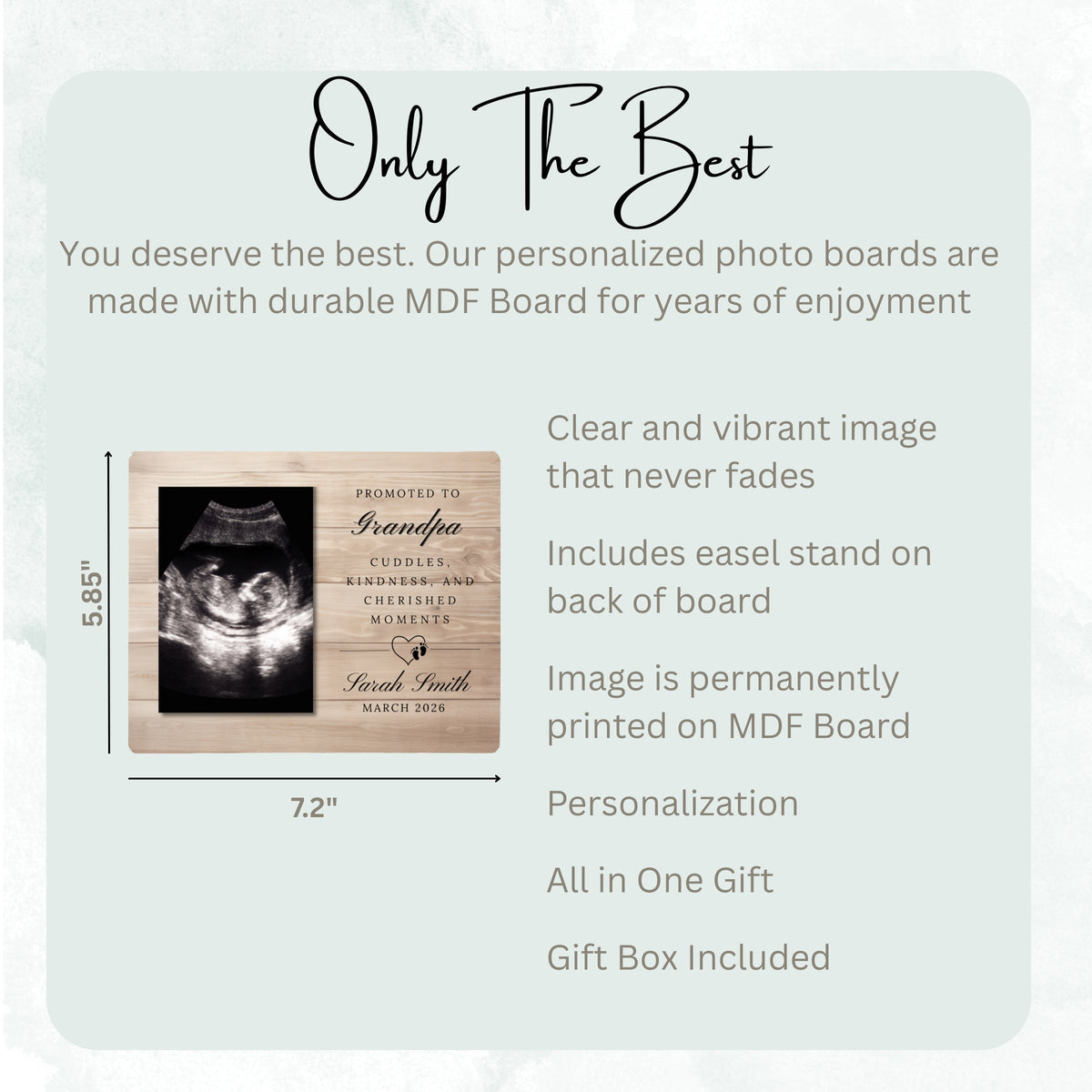 Pregnancy Gift, Personalized Grandpa Photo Board, Custom Grandpa Picture Board, Baby Reveal Keepsake, New Baby Gift Personalized Photo Gift personalized photo board — image 7 of 13