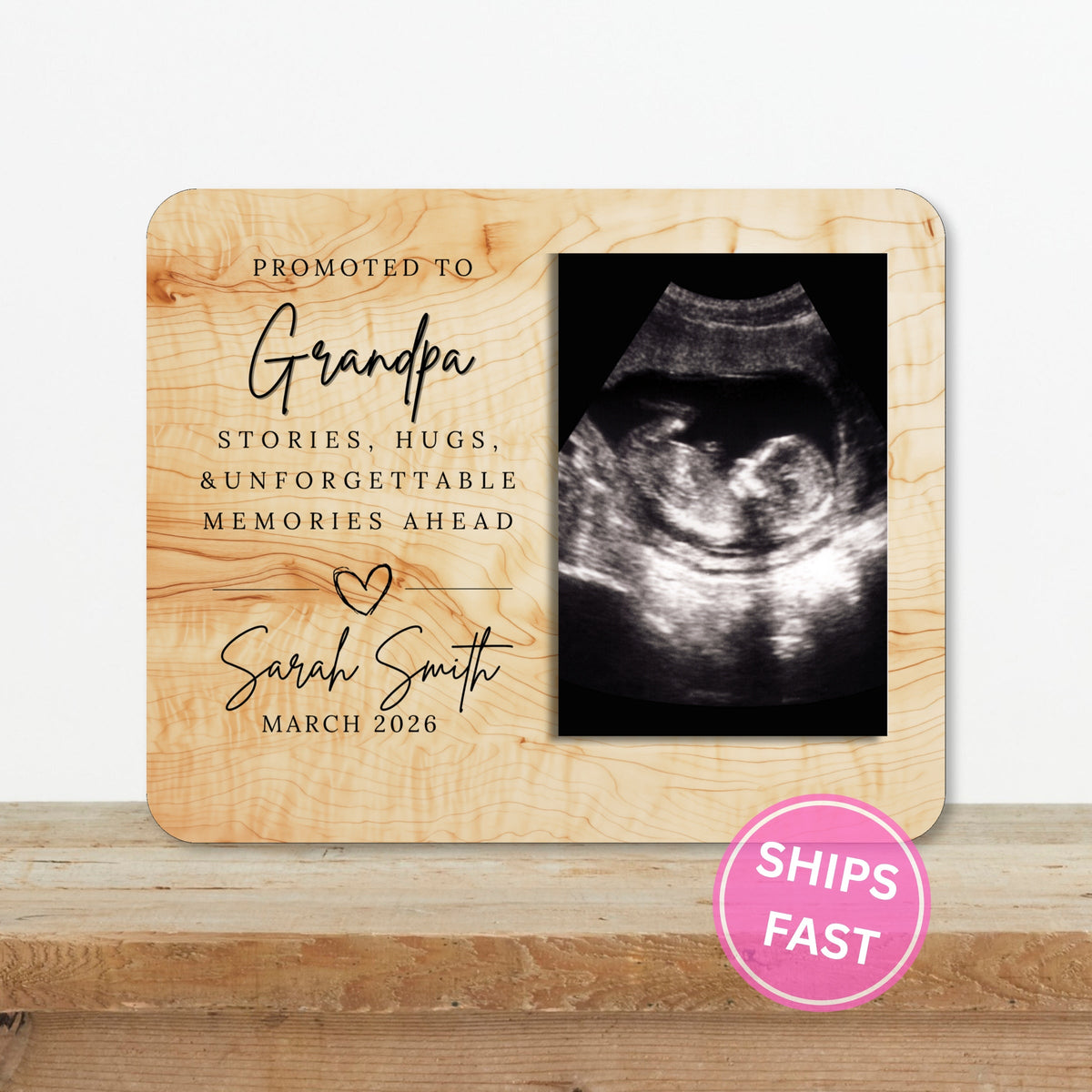 Promoted To Grandpa, Personalized Grandpa Photo Board, Custom Grandpa Picture Board, Baby Reveal Keepsake, New Baby Gift Family Memory Board personalized photo board — image 2 of 13