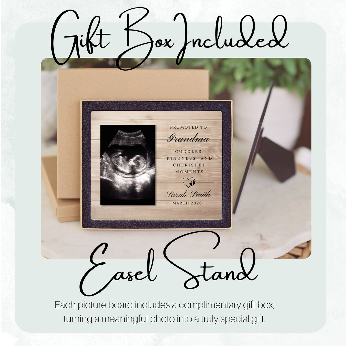 Promoted To Grandma, Personalized Grandma Photo Board, Custom Grandma Picture Board, Baby Reveal Keepsake, New Baby Gift Family Memory Board personalized photo board — image 5 of 13