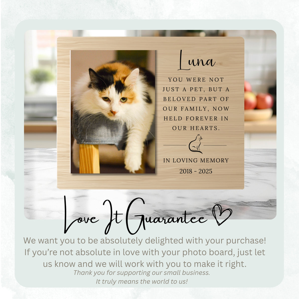 Cat Memorial Gift, Personalized Pet Owner Photo Board, Custom Pet Owner Picture Board, Pet Loss Keepsake, Sympathy Photo Gift Custom Gift personalized photo board — image 6 of 13