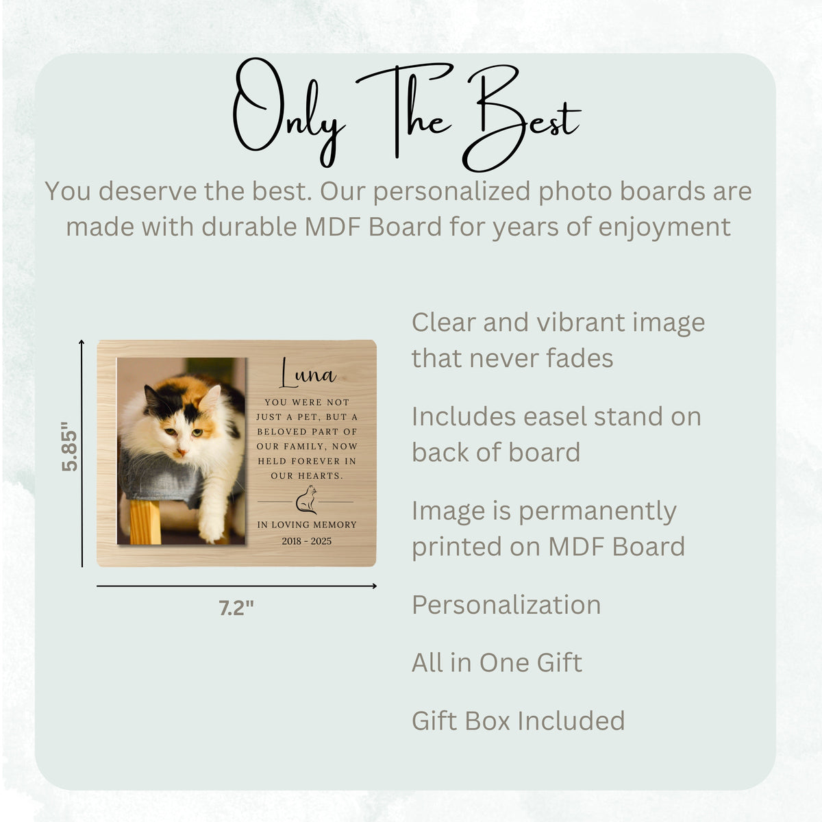 Cat Memorial Gift, Personalized Pet Owner Photo Board, Custom Pet Owner Picture Board, Pet Loss Keepsake, Sympathy Photo Gift Custom Gift personalized photo board — image 7 of 13