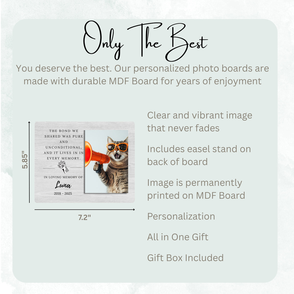 Pet Memorial Gift, Personalized Pet Owner Photo Board, Custom Pet Owner Picture Board, Pet Loss Keepsake, Sympathy Photo Gift Custom Gift personalized photo board — image 7 of 13