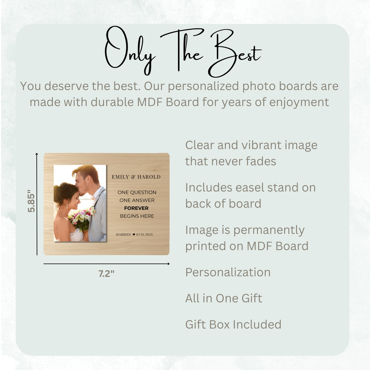 Wedding Keepsake, Personalized Couple Photo Board, Custom Couple Picture Board, Wedding Photo Keepsake, Wedding Personalized Photo Gift personalized photo board — image 7 of 13