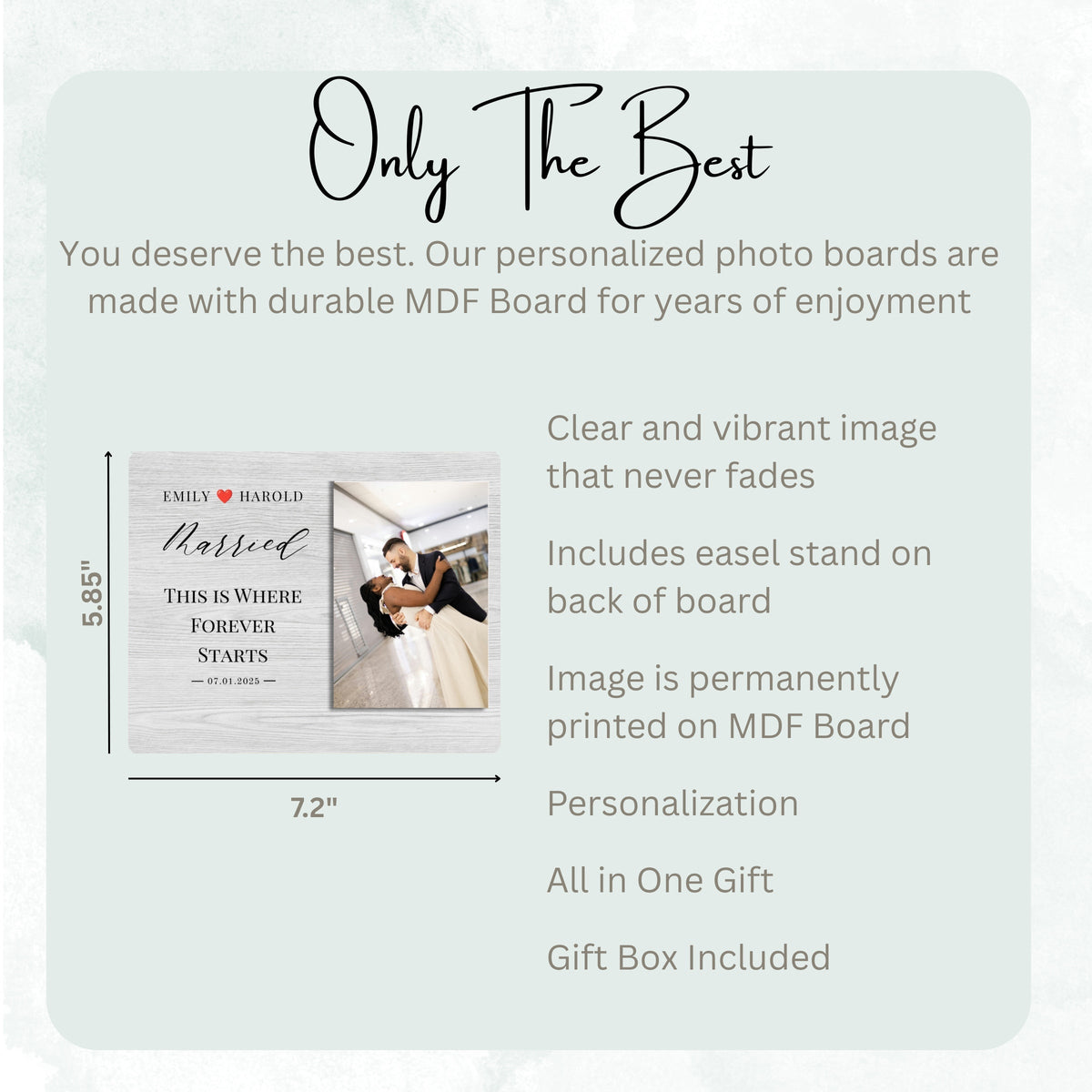 Wedding Gift, Personalized Couple Photo Board, Custom Couple Picture Board, Wedding Photo Keepsake, Wedding Personalized Photo Gift personalized photo board — image 7 of 13