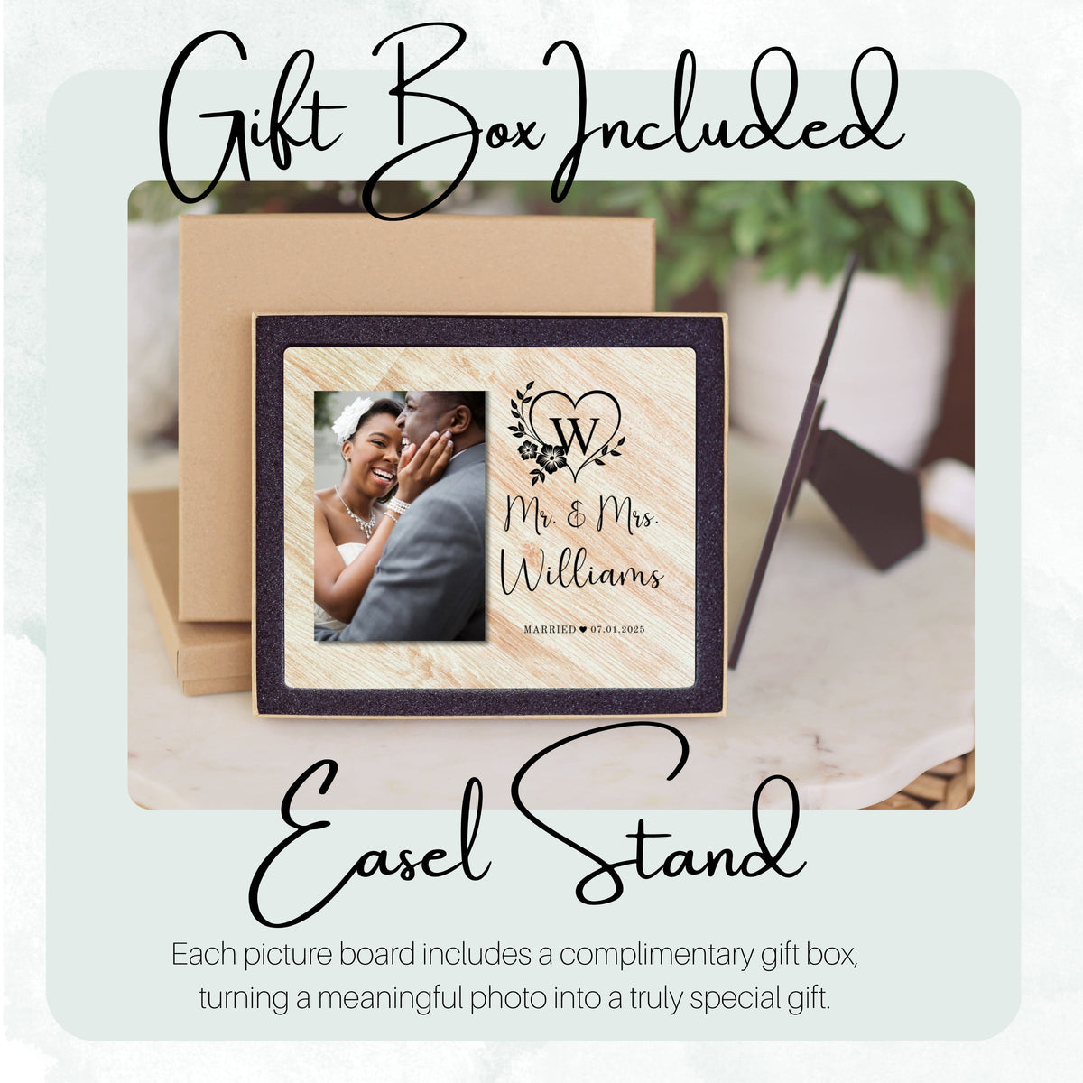 Couple Gift, Personalized Couple Photo Board, Custom Couple Picture Board, Wedding Photo Keepsake, Wedding Personalized Photo Gift personalized photo board — image 5 of 13