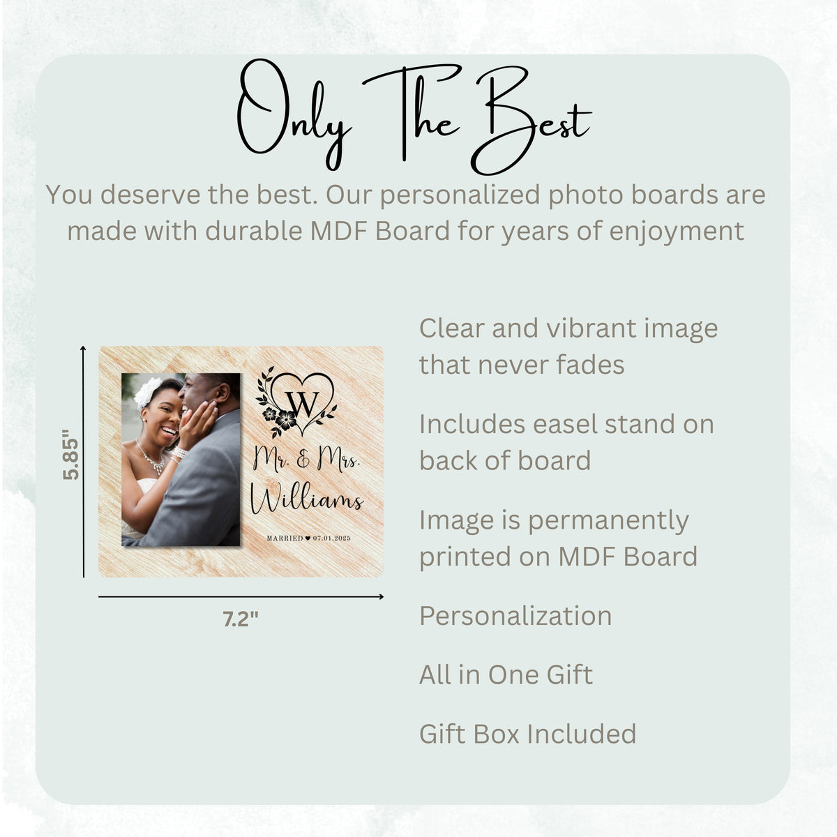 Couple Gift, Personalized Couple Photo Board, Custom Couple Picture Board, Wedding Photo Keepsake, Wedding Personalized Photo Gift personalized photo board — image 7 of 13