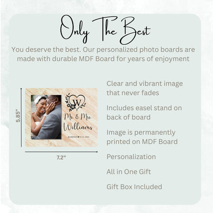 Couple Gift, Personalized Couple Photo Board, Custom Couple Picture Board, Wedding Photo Keepsake, Wedding Personalized Photo Gift personalized photo board — image 7 of 13
