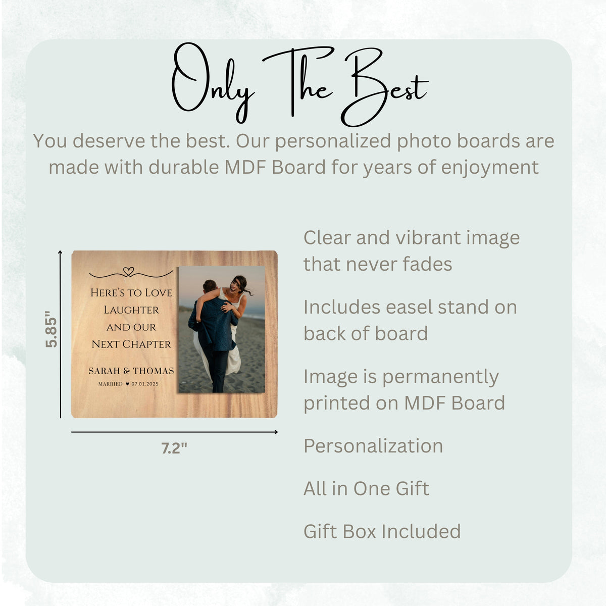 Marriage Gift, Personalized Couple Photo Board, Custom Couple Picture Board, Wedding Photo Keepsake, Wedding Personalized Photo Gift personalized photo board — image 7 of 13