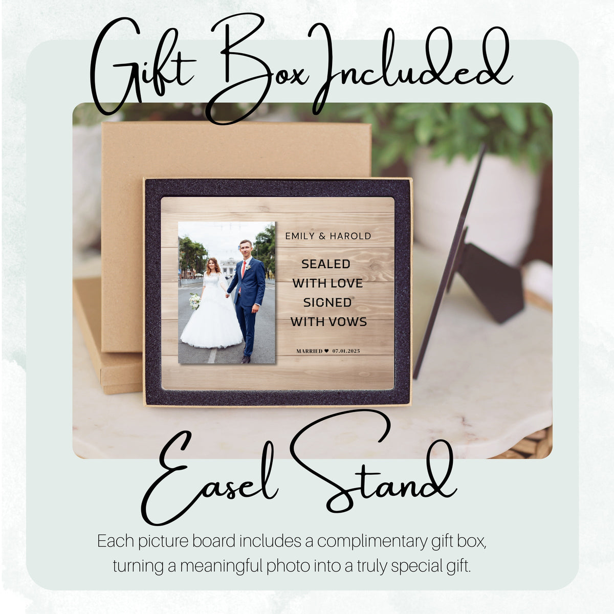 Anniversary Gift, Personalized Couple Photo Board, Custom Couple Picture Board, Wedding Photo Keepsake, Wedding Personalized Photo Gift personalized photo board — image 5 of 13