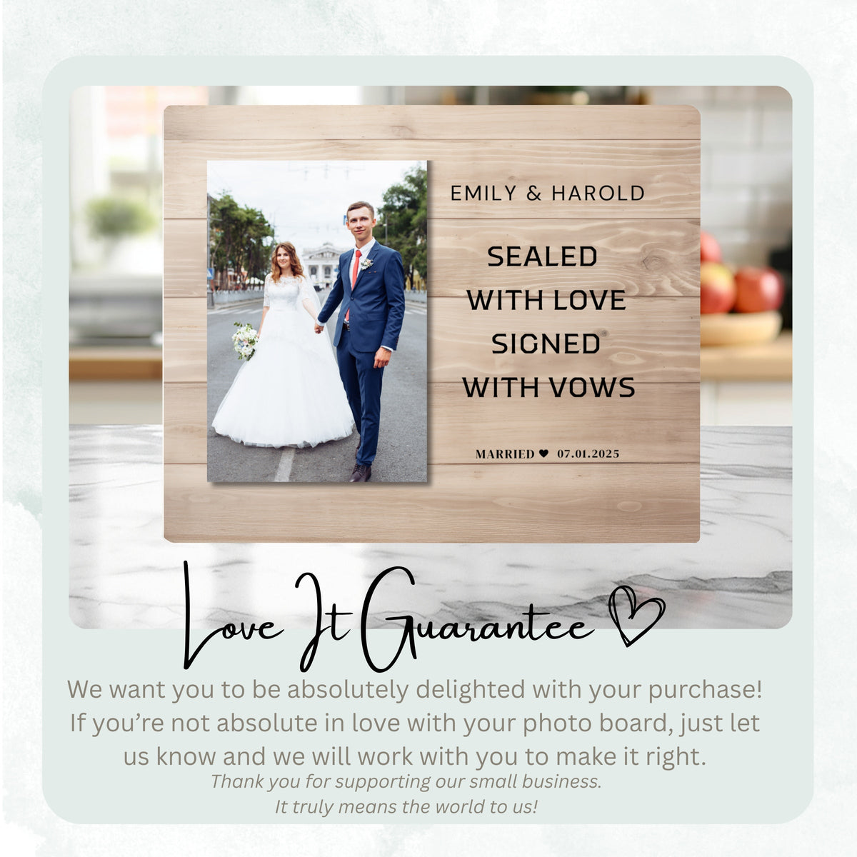 Anniversary Gift, Personalized Couple Photo Board, Custom Couple Picture Board, Wedding Photo Keepsake, Wedding Personalized Photo Gift personalized photo board — image 6 of 13