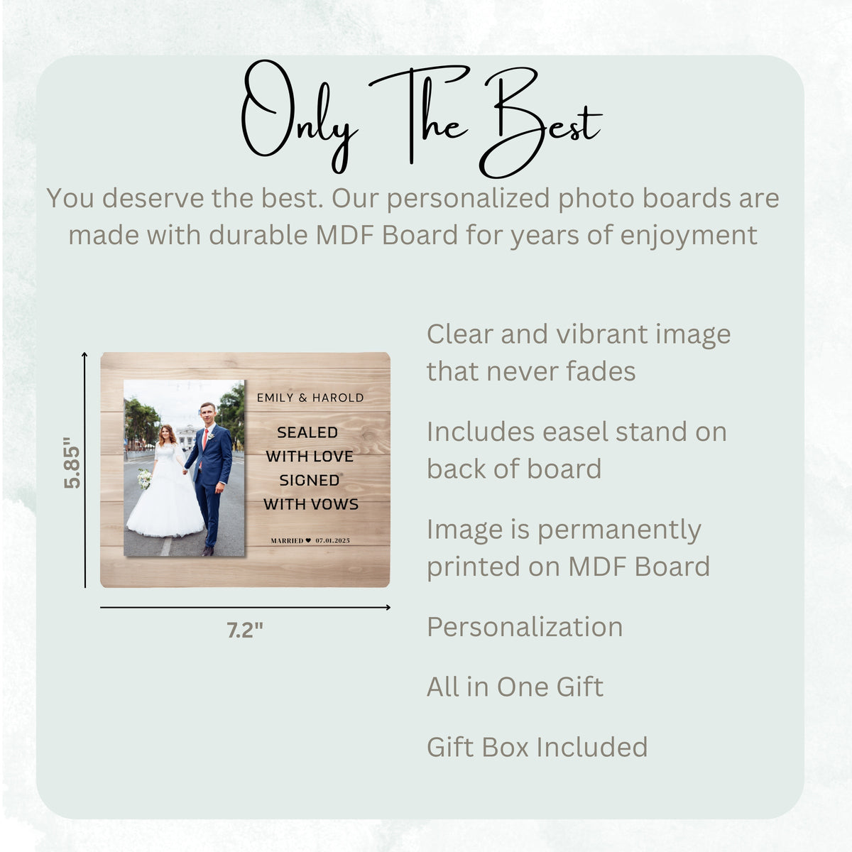 Anniversary Gift, Personalized Couple Photo Board, Custom Couple Picture Board, Wedding Photo Keepsake, Wedding Personalized Photo Gift personalized photo board — image 7 of 13