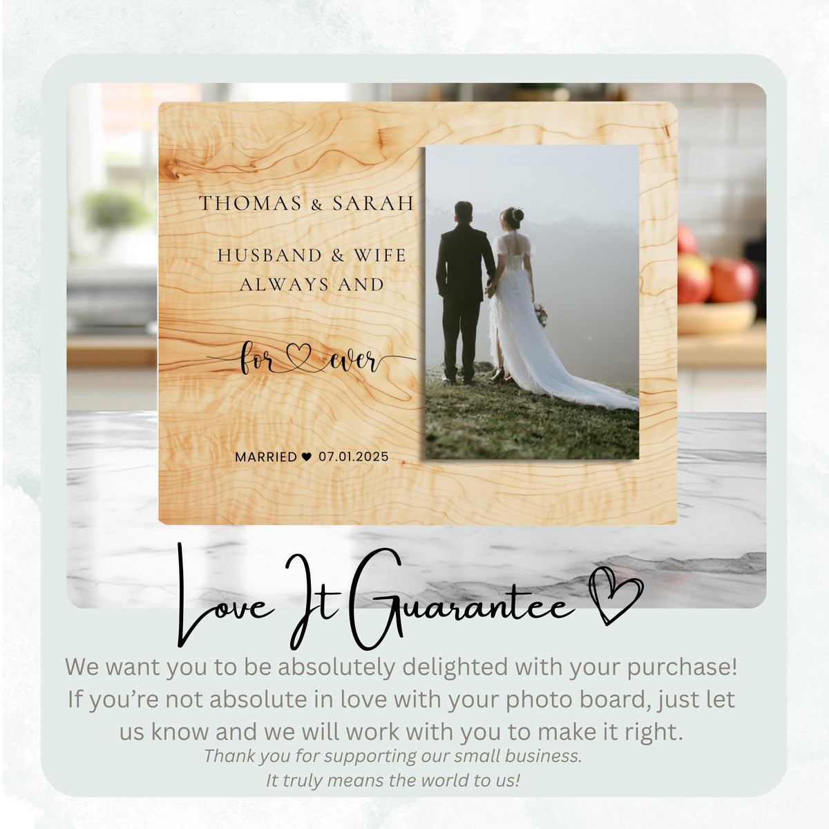 Bride And Groom Gift, Personalized Couple Photo Board, Custom Couple Picture Board, Wedding Photo Keepsake, Wedding Personalized Photo Gift personalized photo board — image 6 of 13
