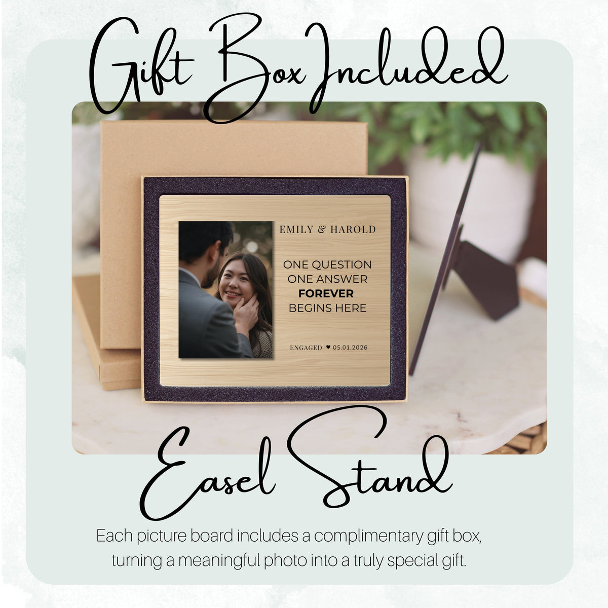 Photo Keepsake Gift, Personalized Couple Photo Board, Custom Couple Picture Board, Wedding Photo Keepsake, Engagement Family Memory Board personalized photo board — image 5 of 13