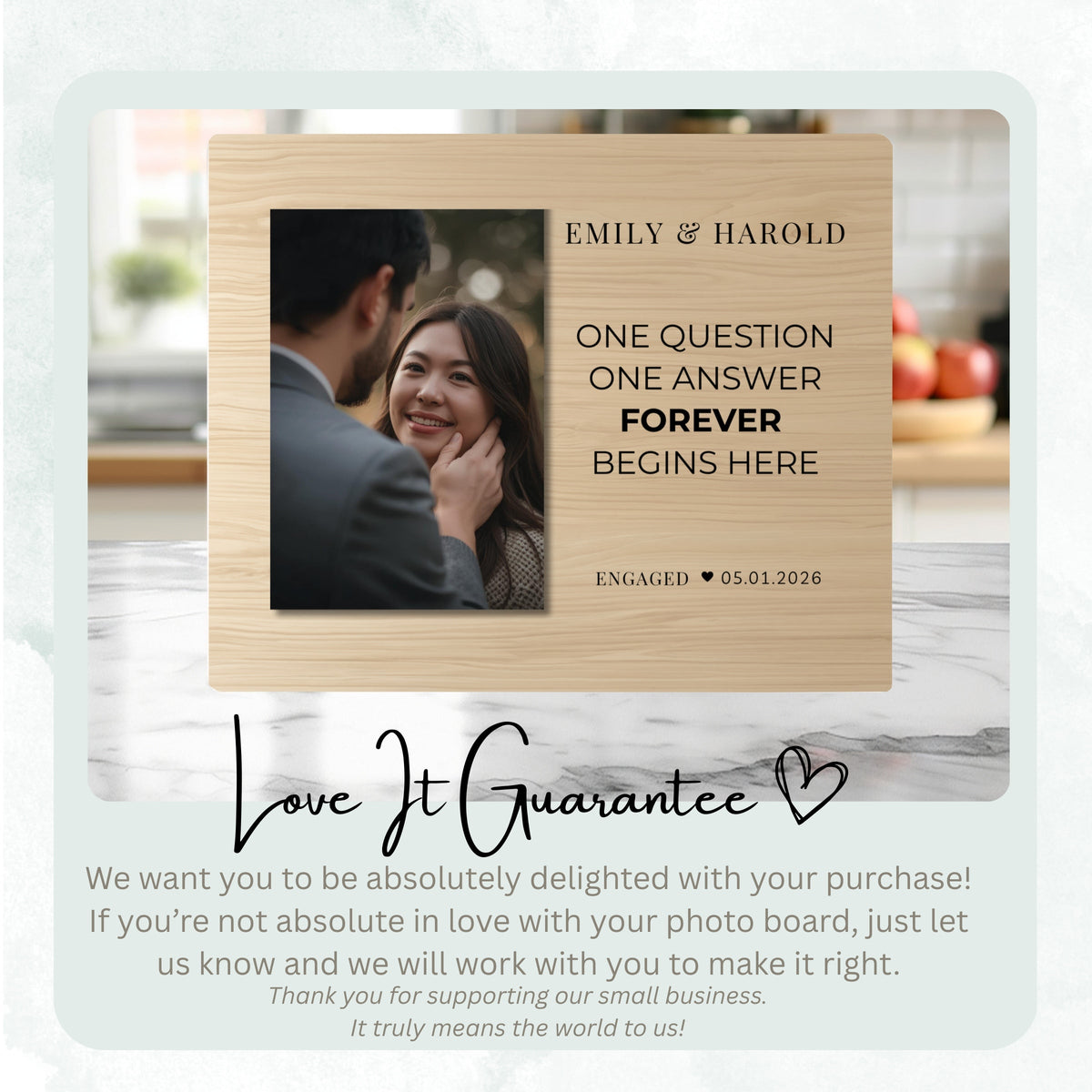 Photo Keepsake Gift, Personalized Couple Photo Board, Custom Couple Picture Board, Wedding Photo Keepsake, Engagement Family Memory Board personalized photo board — image 6 of 13