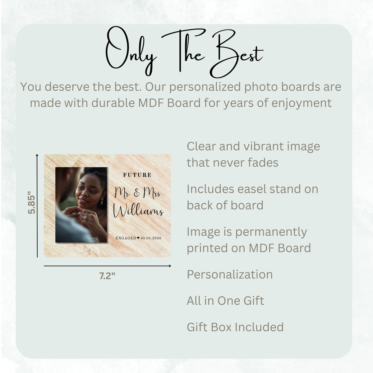 Engagment Gift, Personalized Couple Photo Board, Custom Couple Picture Board, Wedding Photo Keepsake, Engagement Personalized Photo Gift personalized photo board — image 7 of 13