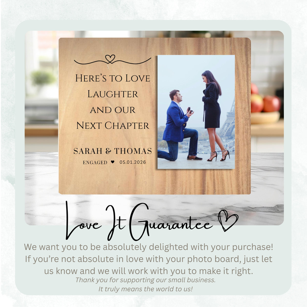 Anniversary Gift, Personalized Couple Photo Board, Custom Couple Picture Board, Wedding Photo Keepsake, Engagement Personalized Photo Gift personalized photo board — image 6 of 13