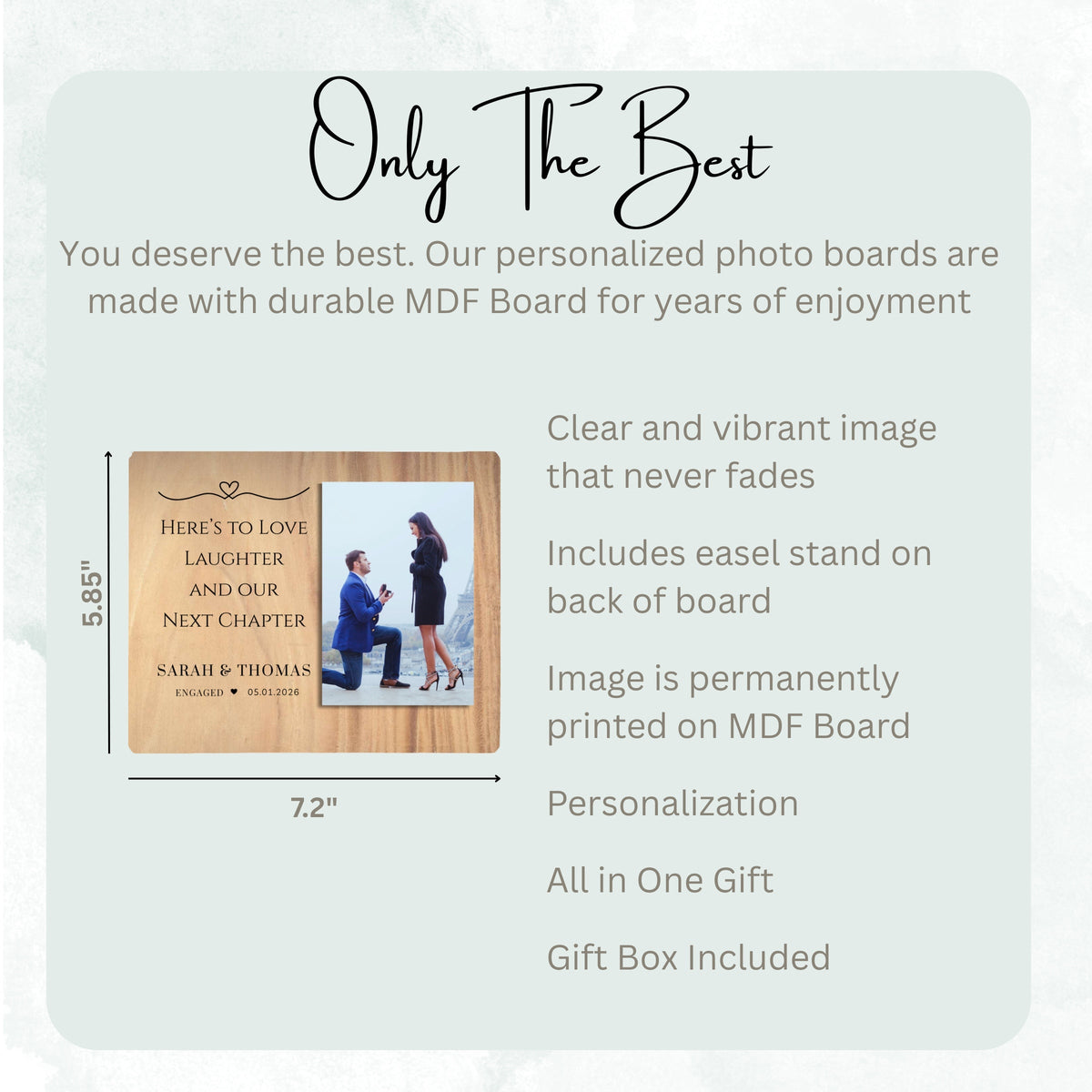 Anniversary Gift, Personalized Couple Photo Board, Custom Couple Picture Board, Wedding Photo Keepsake, Engagement Personalized Photo Gift personalized photo board — image 7 of 13