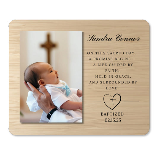 DESIGN A - On This Sacred Day, a Promise Begins personalized christening photo board design