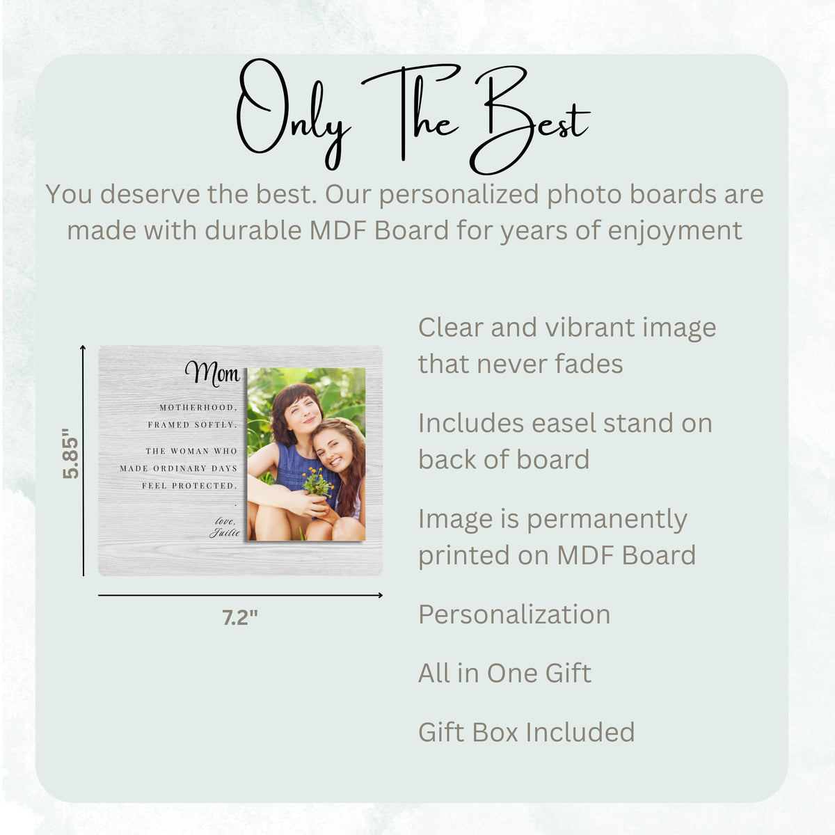 Family Gift, Personalized Mom Photo Board, Custom Mom Picture Board, Family Photo Keepsake, Mother's Day Gift Personalized Photo Gift personalized photo board — image 7 of 13