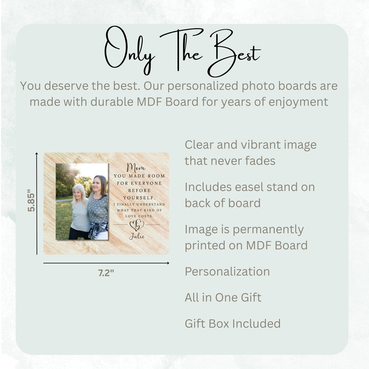 Gift For Mom, Personalized Mom Photo Board, Custom Mom Picture Board, Family Photo Keepsake, Mother's Day Gift Personalized Photo Gift personalized photo board — image 7 of 13