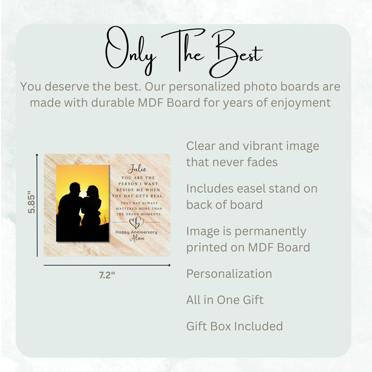Couple Gift, Personalized Anniversary Photo Board, Custom Anniversary Picture Board, Anniversary Keepsake, Anniversary Family Memory Board personalized photo board — image 7 of 13