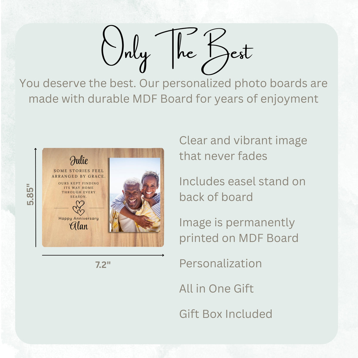 Love Gift, Personalized Anniversary Photo Board, Custom Anniversary Picture Board, Anniversary Keepsake, Anniversary Personalized Photo Gift personalized photo board — image 7 of 13
