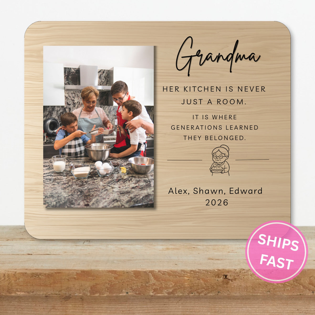 Photo Gift For Grandma, Personalized Grandma Photo Board, Custom Grandma Picture Board, Memory Photo Board, Grandma Gift Family Memory Board personalized photo board — image 2 of 13