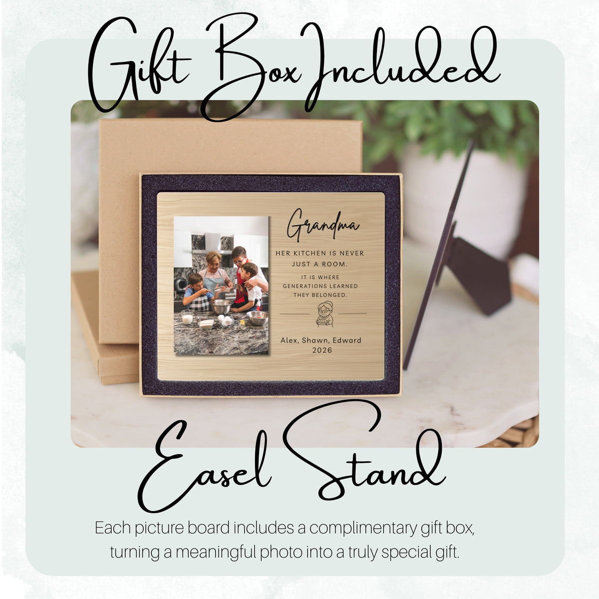 Photo Gift For Grandma, Personalized Grandma Photo Board, Custom Grandma Picture Board, Memory Photo Board, Grandma Gift Family Memory Board personalized photo board — image 5 of 13