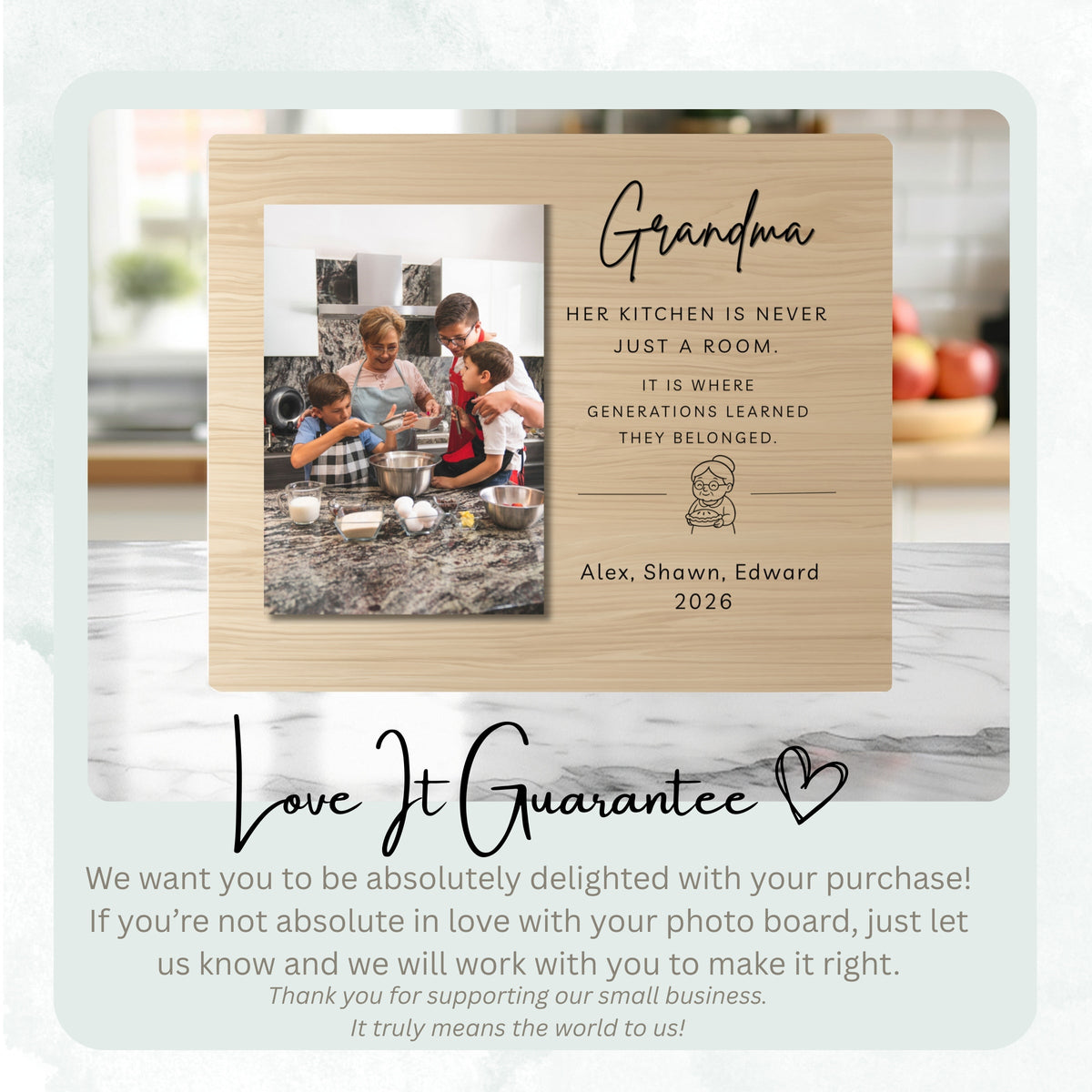 Photo Gift For Grandma, Personalized Grandma Photo Board, Custom Grandma Picture Board, Memory Photo Board, Grandma Gift Family Memory Board personalized photo board — image 6 of 13
