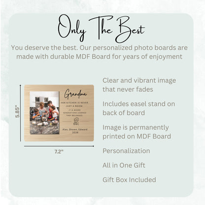 Photo Gift For Grandma, Personalized Grandma Photo Board, Custom Grandma Picture Board, Memory Photo Board, Grandma Gift Family Memory Board personalized photo board — image 7 of 13