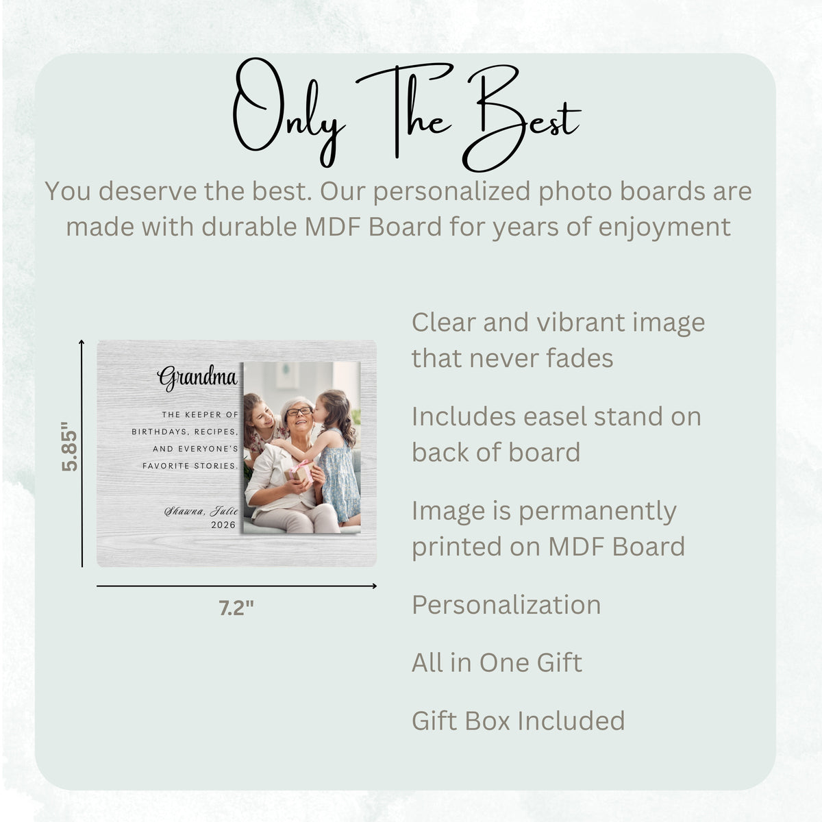 Grandma Gift, Personalized Grandma Photo Board, Custom Grandma Picture Board, Photo Gift, Grandma Gift Personalized Photo Gift Custom Gift personalized photo board — image 7 of 13