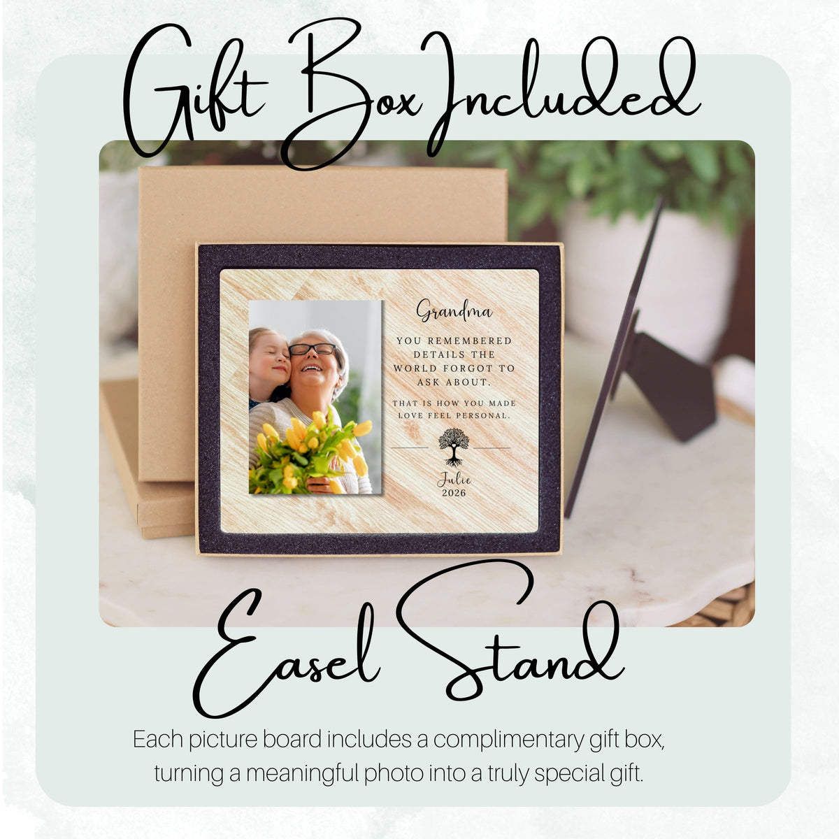Family Gift, Personalized Grandma Photo Board, Custom Grandma Picture Board, Picture Keepsake, Grandma Gift Personalized Photo Gift personalized photo board — image 5 of 13