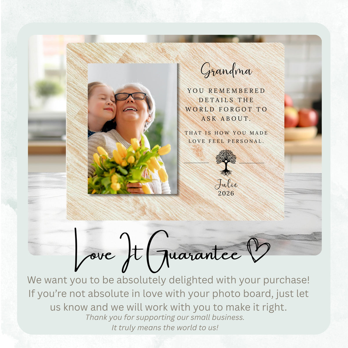 Family Gift, Personalized Grandma Photo Board, Custom Grandma Picture Board, Picture Keepsake, Grandma Gift Personalized Photo Gift personalized photo board — image 6 of 13