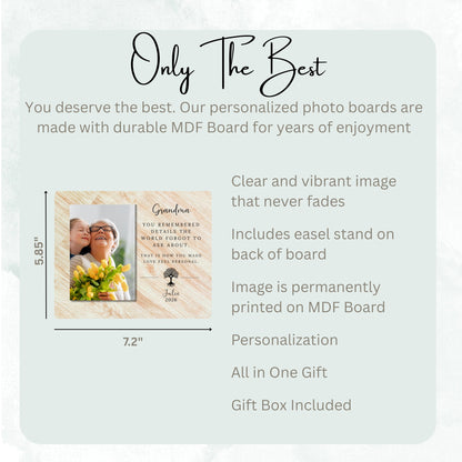 Family Gift, Personalized Grandma Photo Board, Custom Grandma Picture Board, Picture Keepsake, Grandma Gift Personalized Photo Gift personalized photo board — image 7 of 13