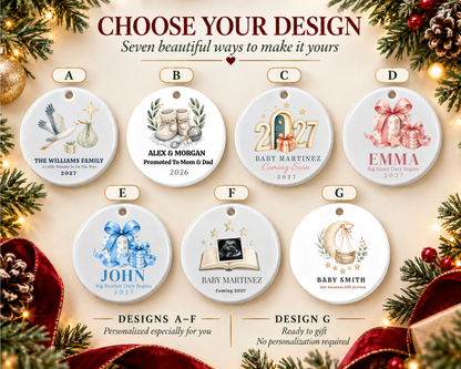 Personalized Big Sister Ornament: Custom Big Sister Duty Begins Name Keepsake, Pregnancy Announcement Gift for Sibling, Baby Christmas