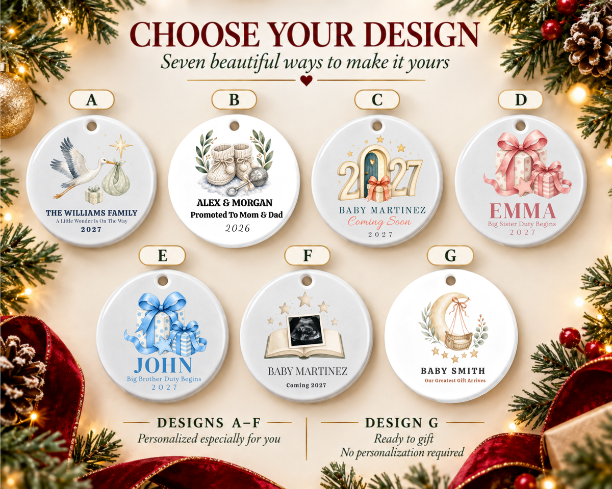 Personalized Big Brother Ornament: Custom Big Brother Duty Begins Name Keepsake, Pregnancy Announcement Gift for Sibling, Baby Christmas