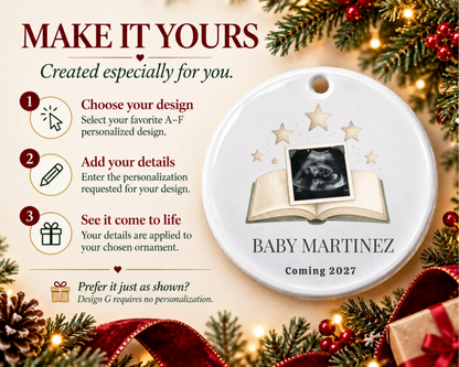 Personalized Ultrasound Ornament: Custom Sonogram Ornament Keepsake, Pregnancy Announcement Gift, Expecting Parents Baby Christmas Reveal