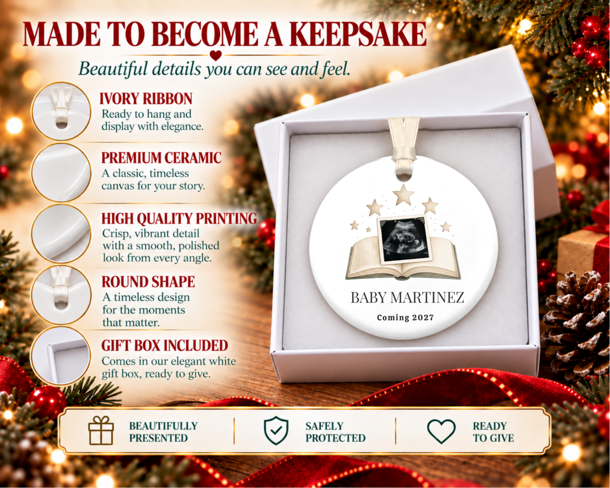 Personalized Ultrasound Ornament: Custom Sonogram Ornament Keepsake, Pregnancy Announcement Gift, Expecting Parents Baby Christmas Reveal