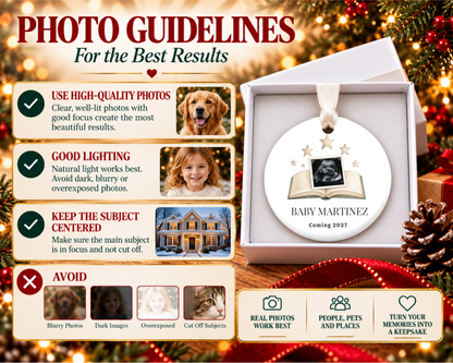 Personalized Ultrasound Ornament: Custom Sonogram Ornament Keepsake, Pregnancy Announcement Gift, Expecting Parents Baby Christmas Reveal