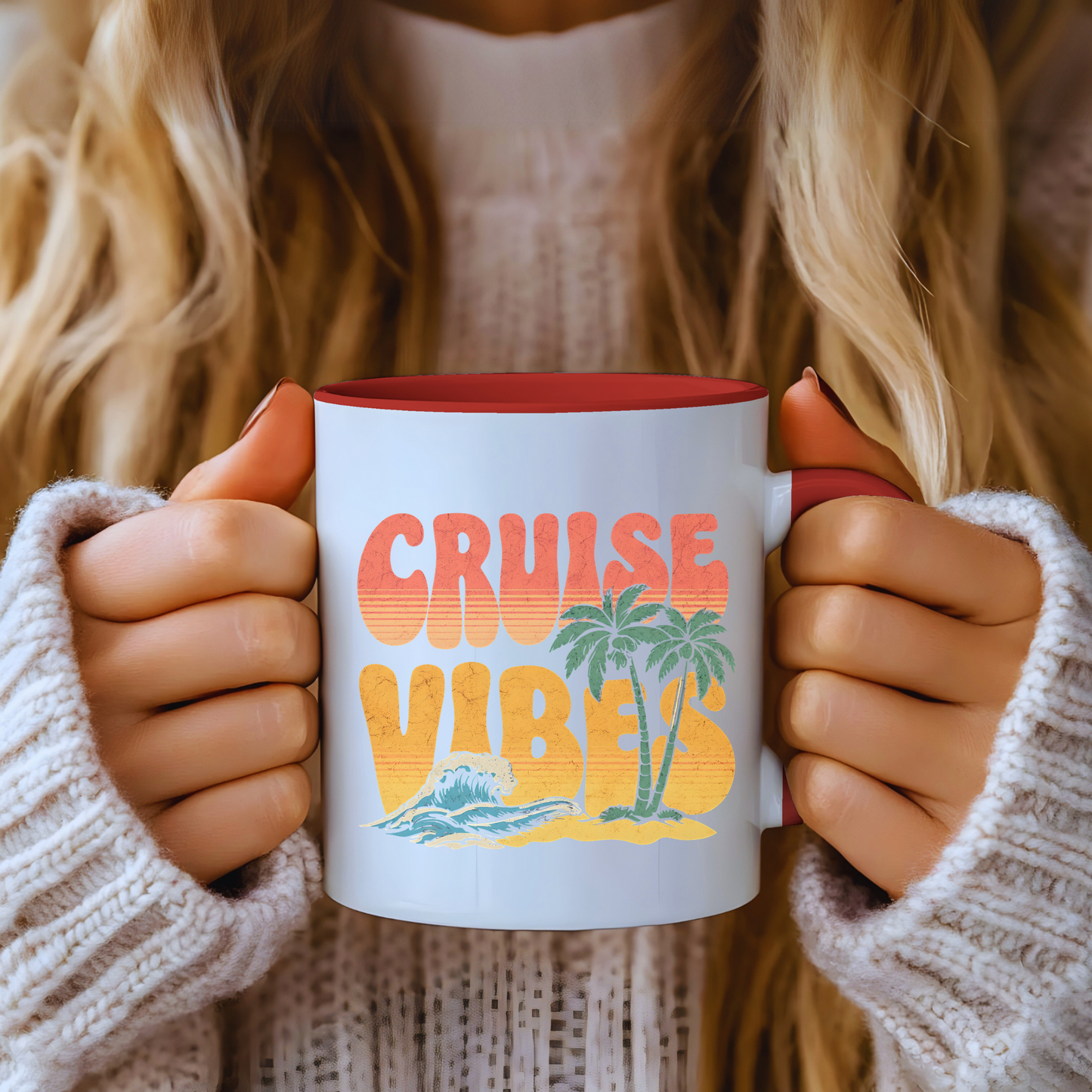 Cruise Vibes Accent Coffee Mug, Cruise Gifts, Royal Caribbean, Disney Cruise Line, Travel Mode, Birthday Cruise Mug